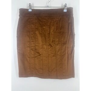Cache Brown Corduroy Cargo Pencil Skirt Womens Size 6 Knee Length Stretch Cotton